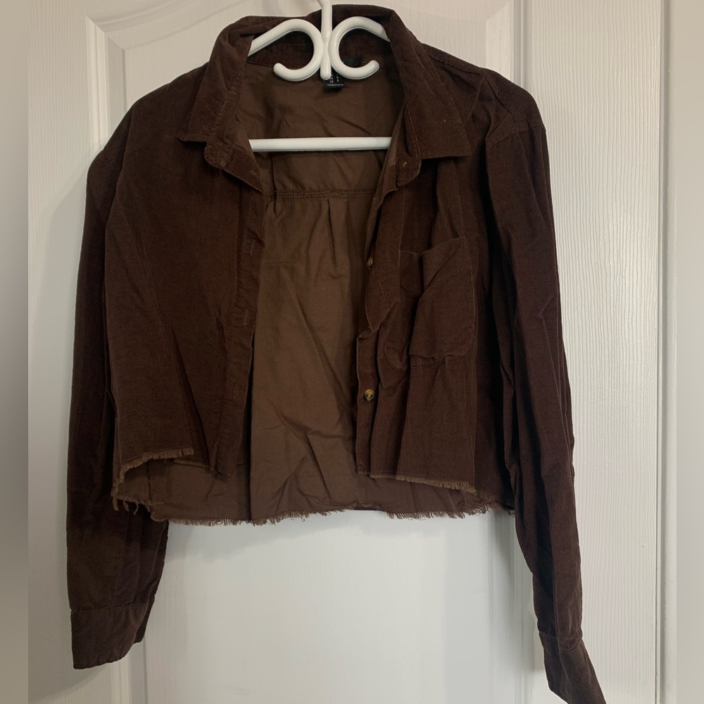 Brown Forever 21 Cropped Flannel